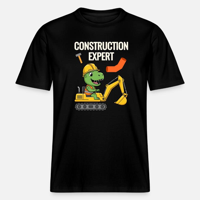 Construction worker Dino - RELAXED FIT Unisex Organic T-Shirt - black