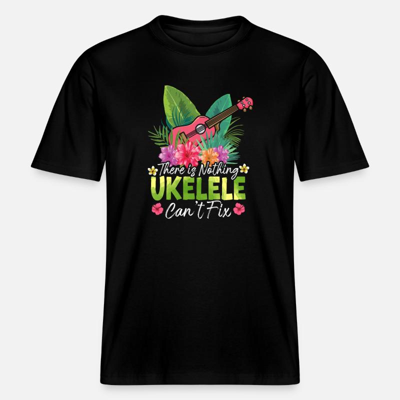 Hawaiian Ukulele Uke There Is - RELAXED FIT Unisex Organic T-Shirt - Schwarz