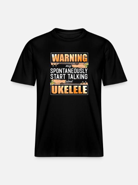 Hawaiian Ukulele Uke Warning May - RELAXED FIT Unisex Organic T-Shirt - black