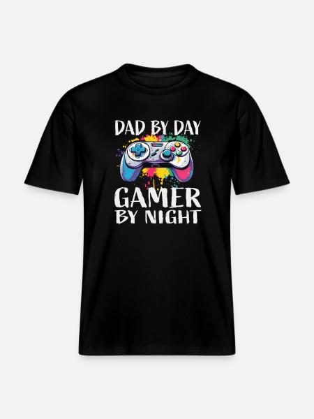 Dad by Day Gamer by Night -  RELAXED FIT Unisex Organic T-Shirt - black
