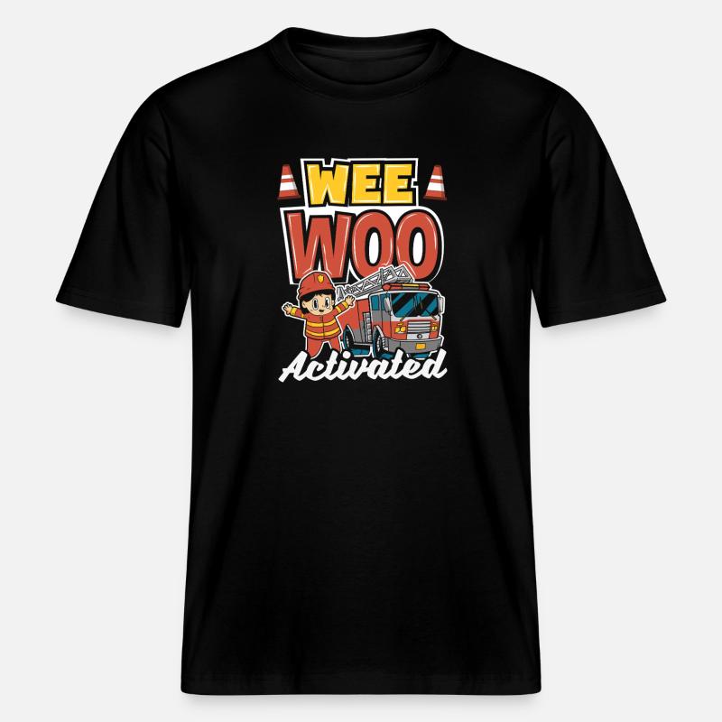 Wee Woo Squad Fire Tiny Feuerwehrmann - RELAXED FIT Unisex Organic T-Shirt - Schwarz