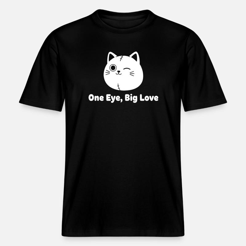 Winkekatze Patchwork Liebe -  RELAXED FIT Unisex Organic T-Shirt - Schwarz