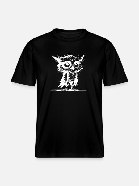Owls, morning grouches, I didn't oversleep -  RELAXED FIT Unisex Organic T-Shirt - black