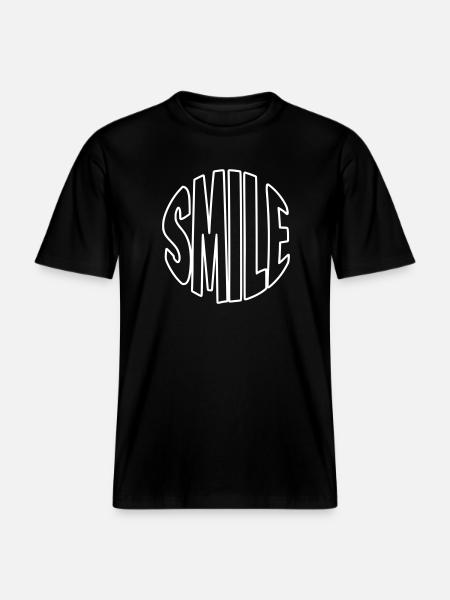 Clear smile lettering with contours -  RELAXED FIT Unisex Organic T-Shirt - black