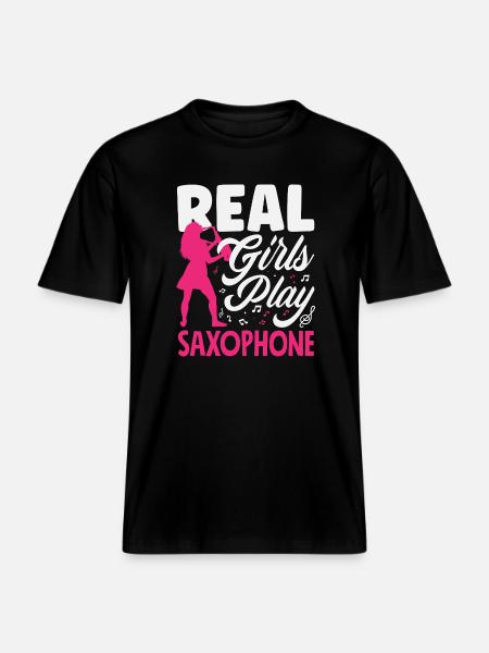 Girl Saxophone Saxophonist Soloist Band Member -  RELAXED FIT Unisex Organic T-Shirt - black