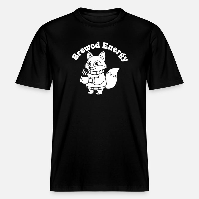 Modèle de pull Coffee Fox -  T-shirt unisexe RELAXED FIT en coton bio - noir