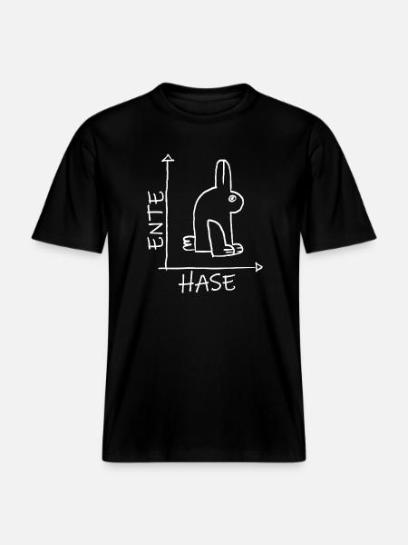 Bunnies Ducks Head Illusion - Optical Illusion - RELAXED FIT Unisex Organic T-Shirt - black