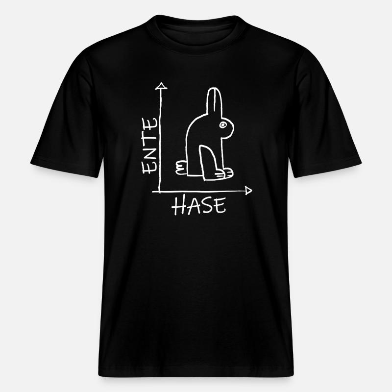 Bunnies Ducks Head Illusion - Optical Illusion -  RELAXED FIT Unisex Organic T-Shirt - black