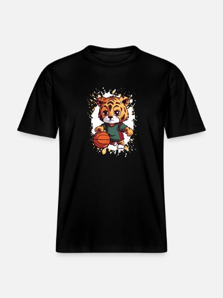 Tiger Basketball Dribbler - RELAXED FIT Unisex Organic T-Shirt - black