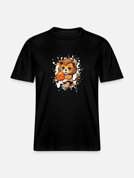 Basketball lion: cartoonish game hero -  RELAXED FIT Unisex Organic T-Shirt - black