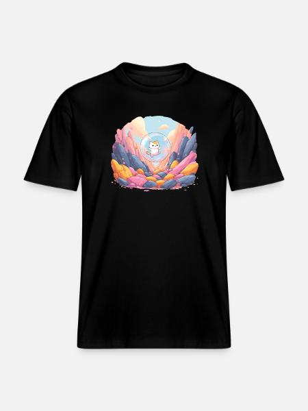 Katzenkugel im farbigen Canyon - RELAXED FIT Unisex Organic T-Shirt - Schwarz
