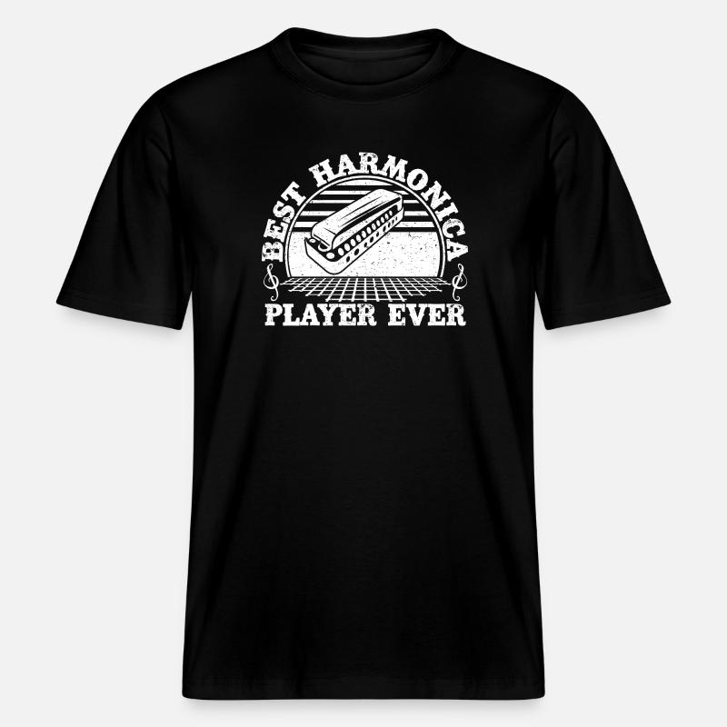 Harmonica Musican Best Player Ever Harmonica - RELAXED FIT Unisex Organic T-Shirt - Schwarz