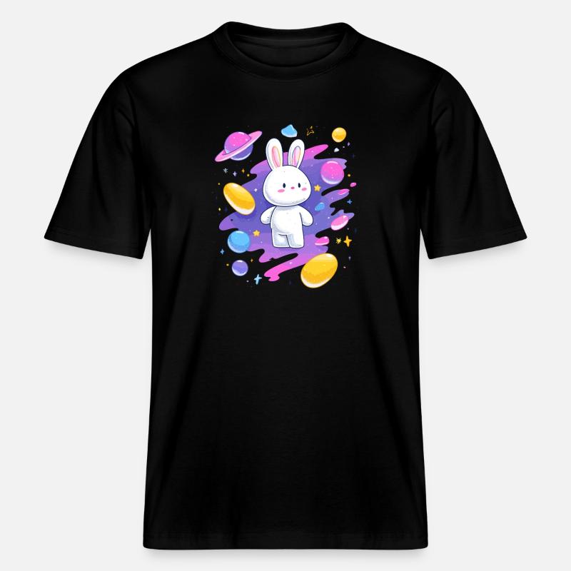 Le Lapin Galactique dans la Nébuleuse -  T-shirt unisexe RELAXED FIT en coton bio - noir