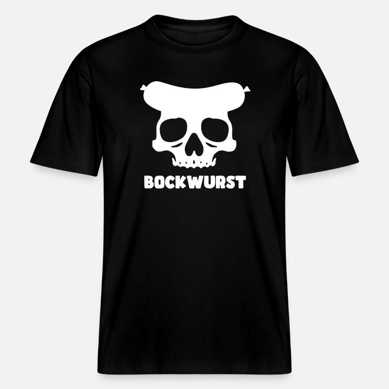 Graphique de crâne de Bockwurst -  T-shirt unisexe RELAXED FIT en coton bio - noir