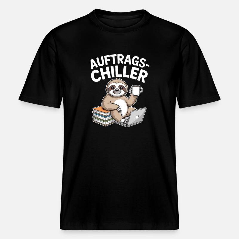 Commander Chiller Commander Chiller Bureau Sloth - T-shirt unisexe RELAXED FIT en coton bio - noir