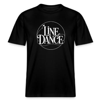LineDance Schriftzug Ornament -  RELAXED FIT Unisex Organic T-Shirt - Schwarz - Vorne - Alina (178cm) & Michal (187cm)