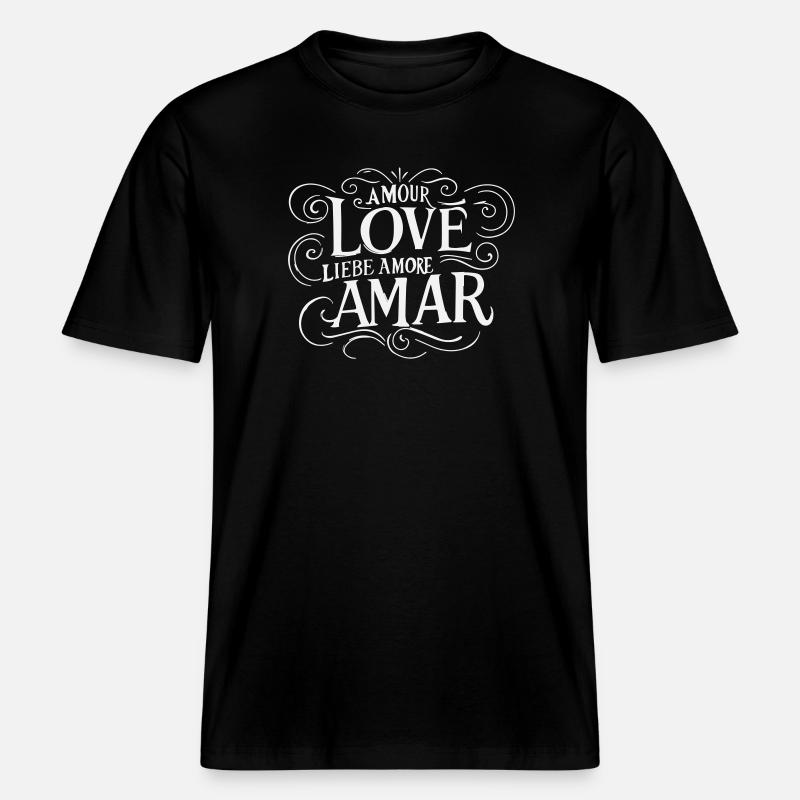 Universal Love - Romantic Ornate White -  RELAXED FIT Unisex Organic T-Shirt - black