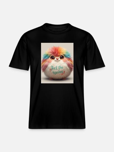 Feel the Spring Plush Critter -  RELAXED FIT Unisex Organic T-Shirt - black