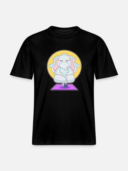 Elephant Yoga Fitness Meditation - RELAXED FIT Unisex Organic T-Shirt - black