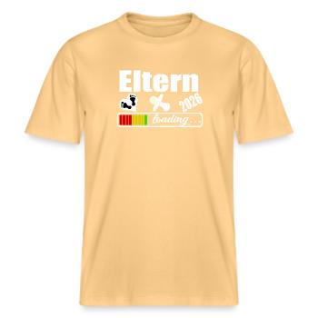 Parents 2026 -  T-shirt unisexe RELAXED FIT en coton bio - jaune délavé - Devant - Alina (178cm) & Michal (187cm)