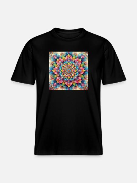 Living Mandala Splendor Art - RELAXED FIT Unisex Organic T-Shirt - black
