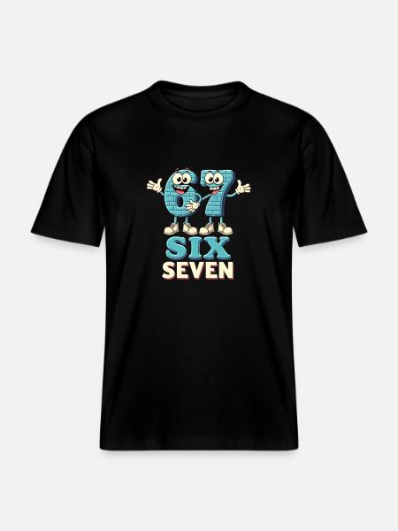 US Flag 67 Memes Six Seven - T-shirt unisexe RELAXED FIT en coton bio - noir