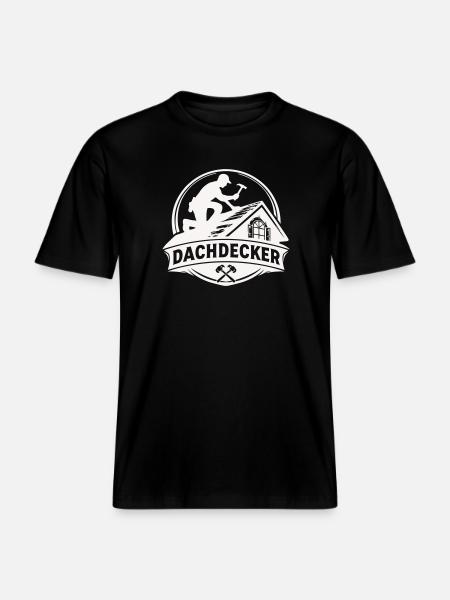 Roofer Craft Logo Motif - RELAXED FIT Unisex Organic T-Shirt - black