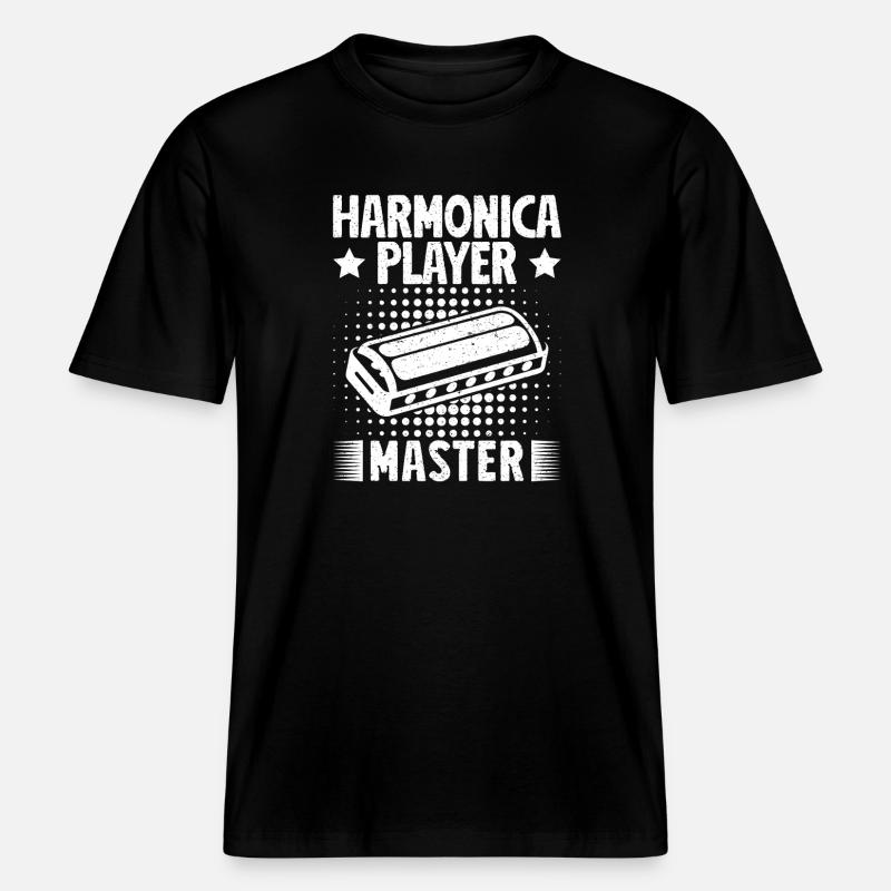 Harmonica Musican Player Master Harmonica -  RELAXED FIT Unisex Organic T-Shirt - black