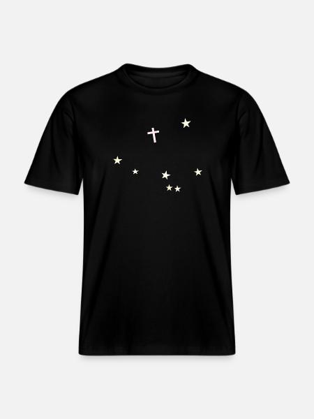 Cross in the starry sky -  RELAXED FIT Unisex Organic T-Shirt - black