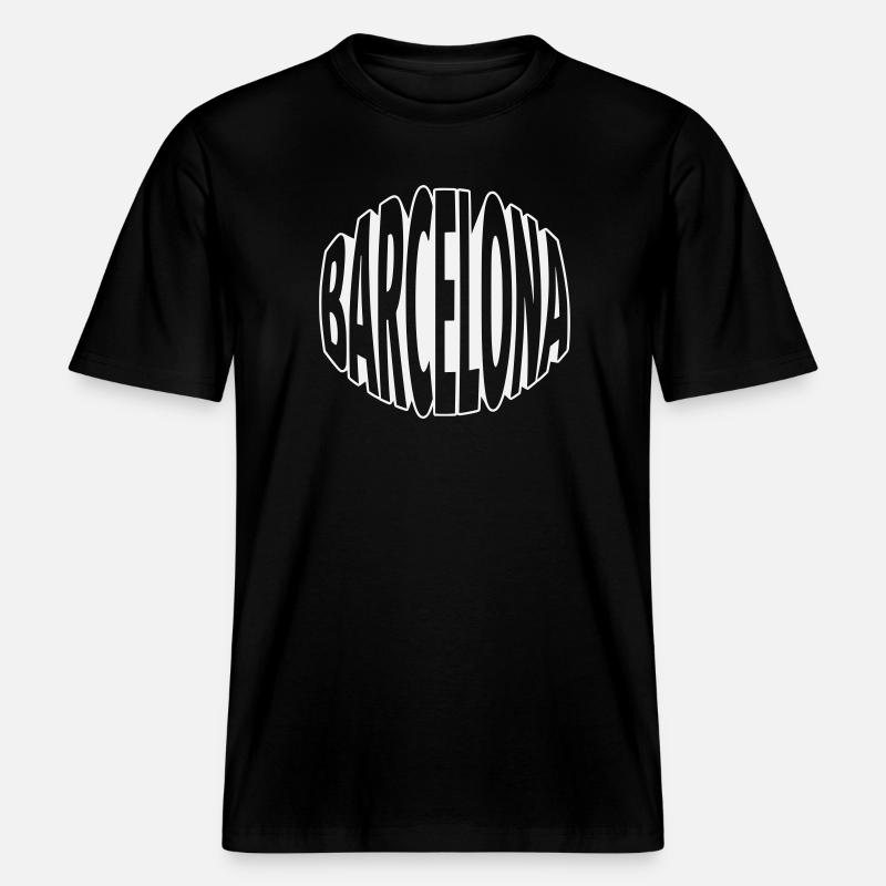 Lettrage ovale de Barcelone -  T-shirt unisexe RELAXED FIT en coton bio - noir