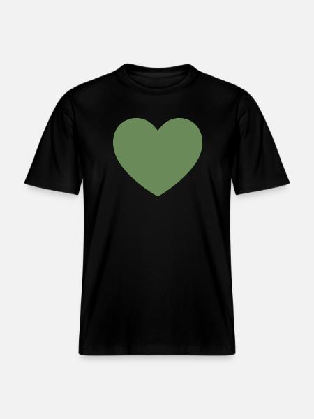 green heart green gift valentine's day -  RELAXED FIT Unisex Organic T-Shirt - black