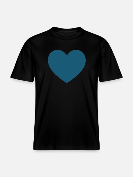 blue heart gift valentine's day -  RELAXED FIT Unisex Organic T-Shirt - black