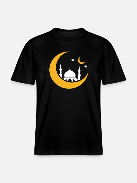 Islam Crescent Moon Mosque Silhouette -  RELAXED FIT Unisex Organic T-Shirt - black