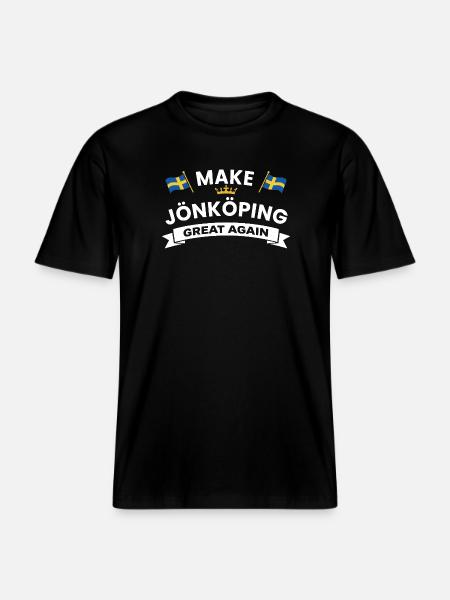 Jönköping City Crest Flag -  RELAXED FIT Unisex Organic T-Shirt - Schwarz