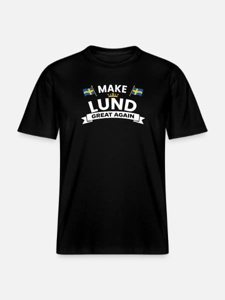 Lund City Pride Crest -  RELAXED FIT Unisex Organic T-Shirt - black