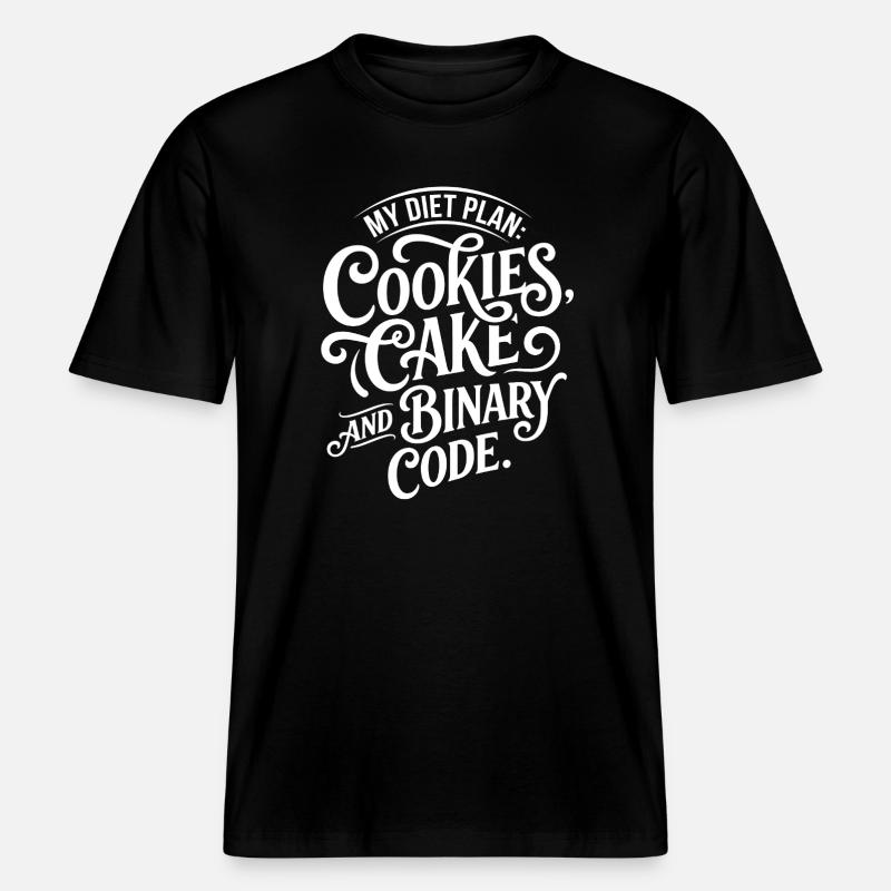 Cookies Cake Binary Code Design - RELAXED FIT Unisex Organic T-Shirt - black