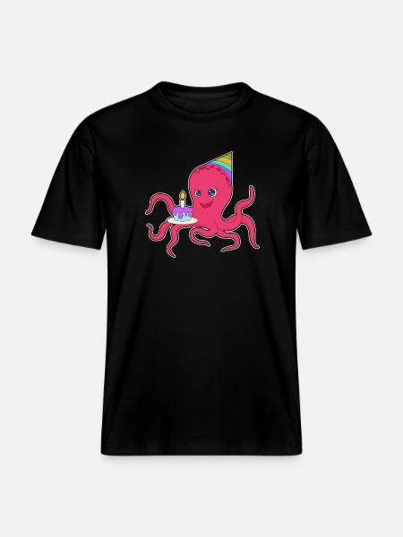 Gâteau d’anniversaire pieuvre -  T-shirt unisexe RELAXED FIT en coton bio - noir