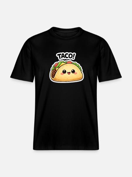Kawaii taco with a cute face - RELAXED FIT Unisex Organic T-Shirt - black