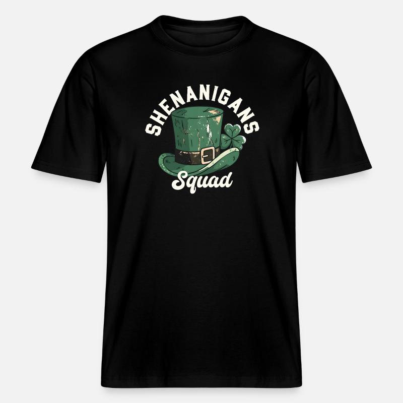 Shenanigans Squad Leprechaun-Hut -  RELAXED FIT Unisex Organic T-Shirt - Schwarz