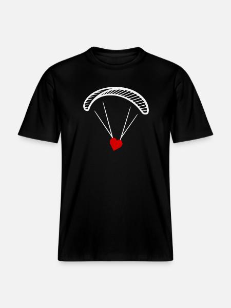 Paraglider - Paraglider with heart - Valentine's Day -  RELAXED FIT Unisex Organic T-Shirt - black