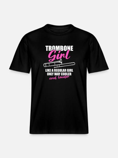 Trombone Girl Trombone Player Trombonist - RELAXED FIT Unisex Organic T-Shirt - black