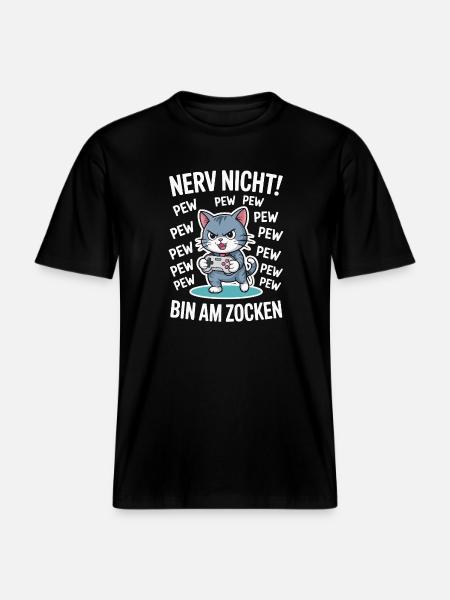 Courage Not I Gaming Cat Design -  T-shirt unisexe RELAXED FIT en coton bio - noir