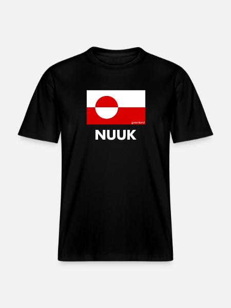 Grönlannin lippu - Nuuk - Grönland - Tanska - RELAXED FIT Unisex Luomu T-paita - musta