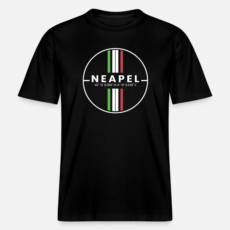 Naples Coordinates - RELAXED FIT Unisex Organic T-Shirt - black
