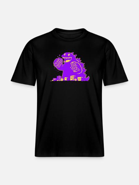 Monster frisst Stadt -  RELAXED FIT Unisex Organic T-Shirt - Schwarz