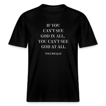 Citation du guru de la Kundalini -  T-shirt unisexe RELAXED FIT en coton bio - noir - Devant - Alina (178cm) & Michal (187cm)