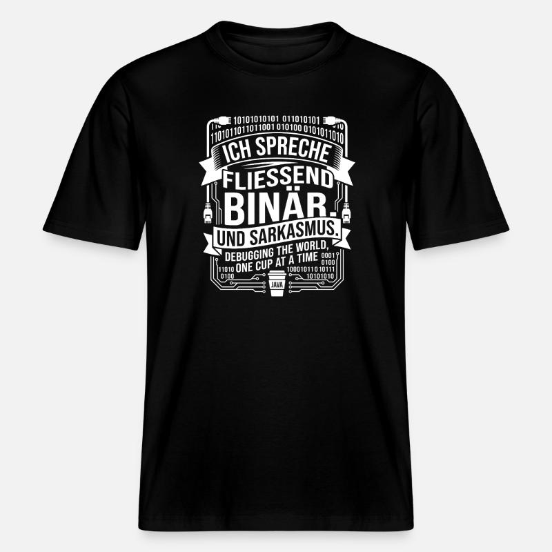 Coding Binary Coffee Sarcasm -  RELAXED FIT Unisex Organic T-Shirt - black