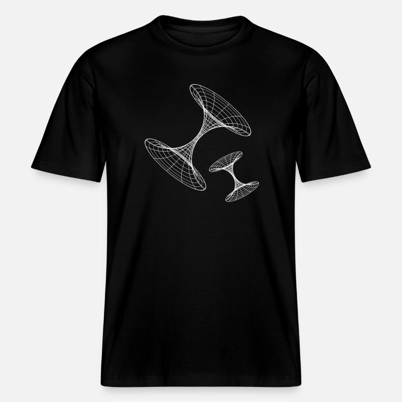 Wireframe Vortex Geometry -  RELAXED FIT Unisex Organic T-Shirt - black