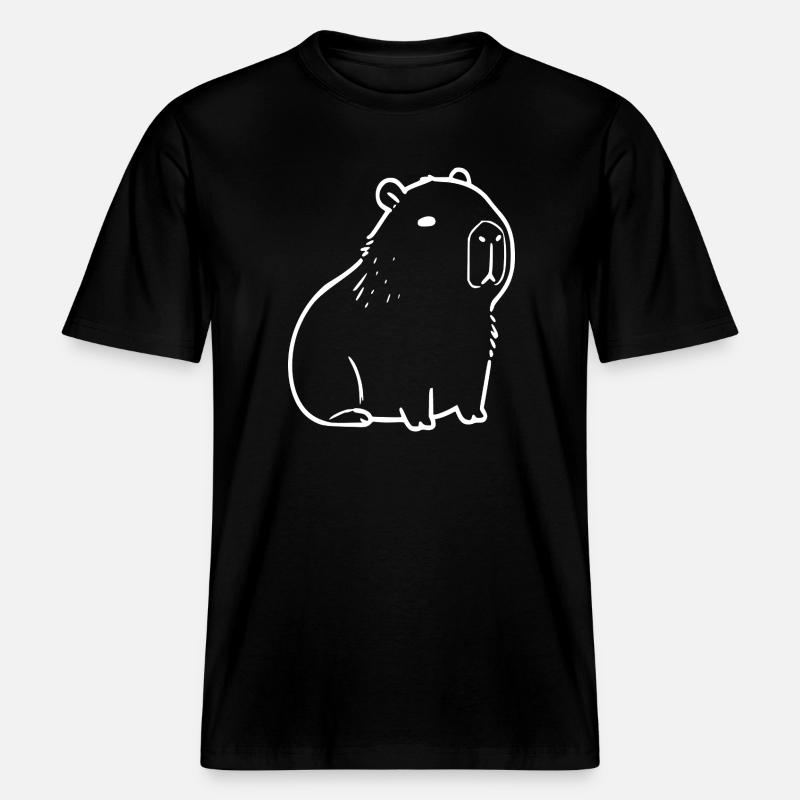 Capybara capybara blanc -  T-shirt unisexe RELAXED FIT en coton bio - noir