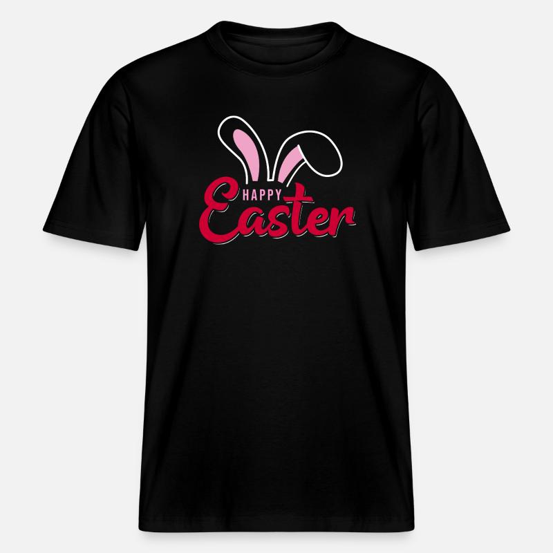 Happy Easter Bunny Scripture -  RELAXED FIT Unisex Organic T-Shirt - black